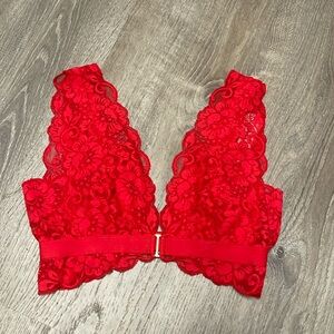 NWT Free People We Are Hah Got Ur Back Bra Size S in Siren Red Lace Adjustable